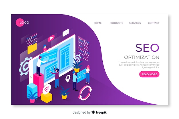 Isometric seo landing page template