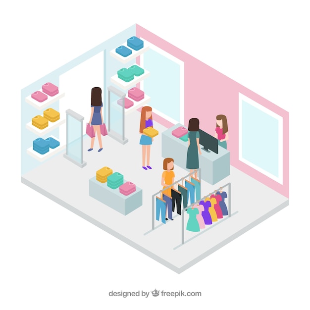 Free Vector isometric shopping concept with persons