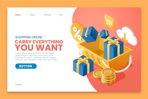 Free Vector isometric shopping online landing page