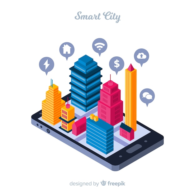 Isometric smart city background