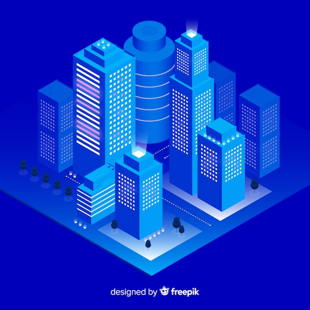 Free Vector isometric smart city background