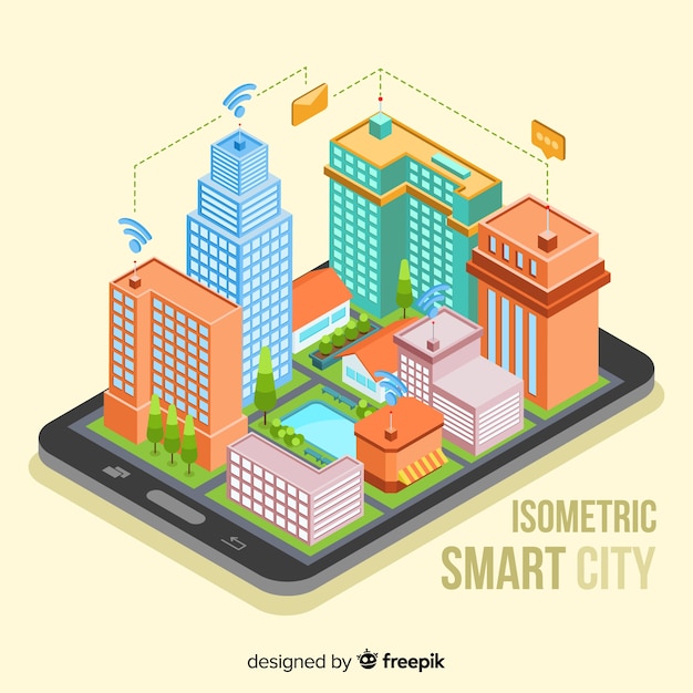 Free Vector isometric smart city background