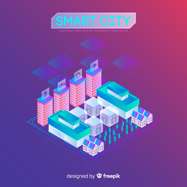 Free Vector isometric smart city background