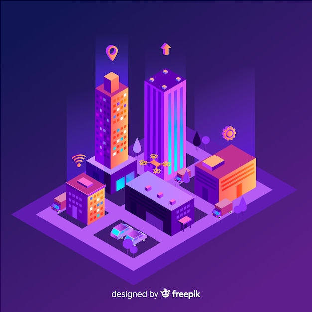 Free Vector isometric smart city background