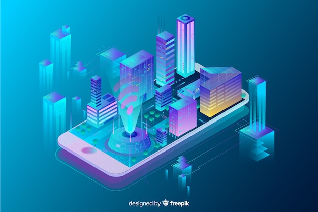 Free Vector isometric smart city background