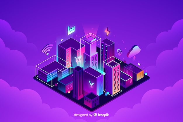 Isometric smart city background