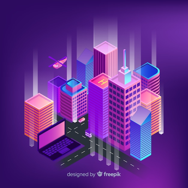 Free Vector isometric smart city