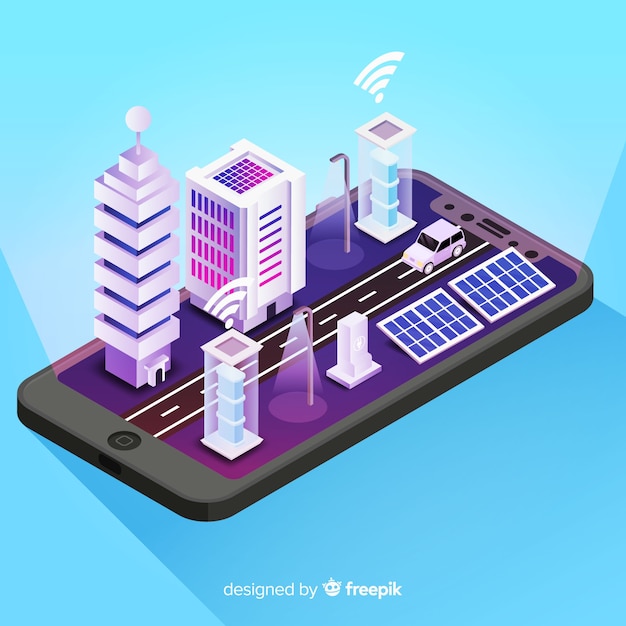 Free Vector isometric smart city