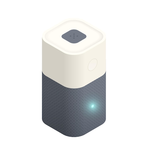 Isometric smart speaker with led light on white background vector illustration