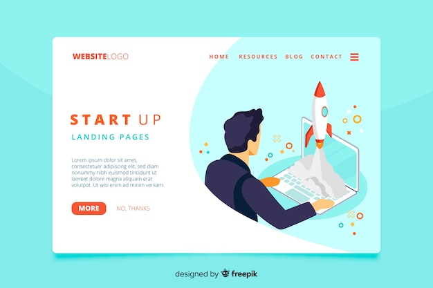 Isometric startup landing page