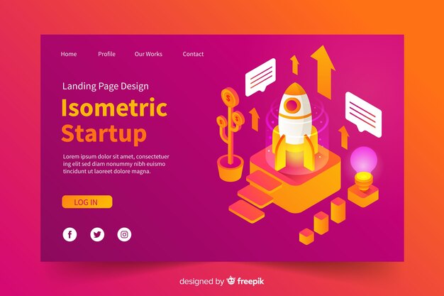 Isometric startup landing page