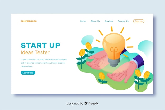 Isometric startup landing page