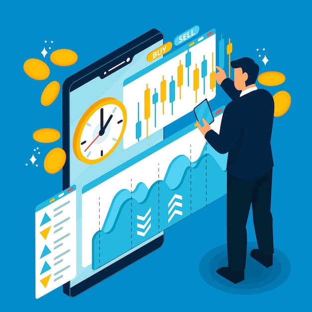 Isometric stock market concept