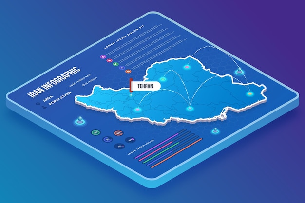 Free Vector isometric style iran map infographics