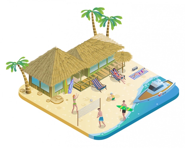 Isometric Summer Beach Vacation Concept