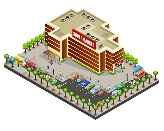 Isometric Supermarket Area Concept