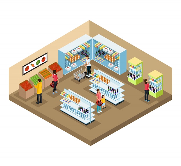 Isometric Supermarket Interior Concept