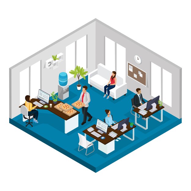 Isometric Support Service Office Concept