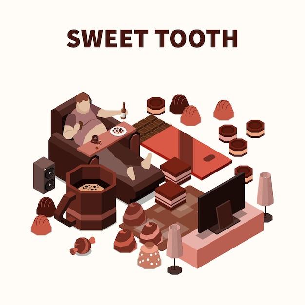 Isometric sweet tooth illustration