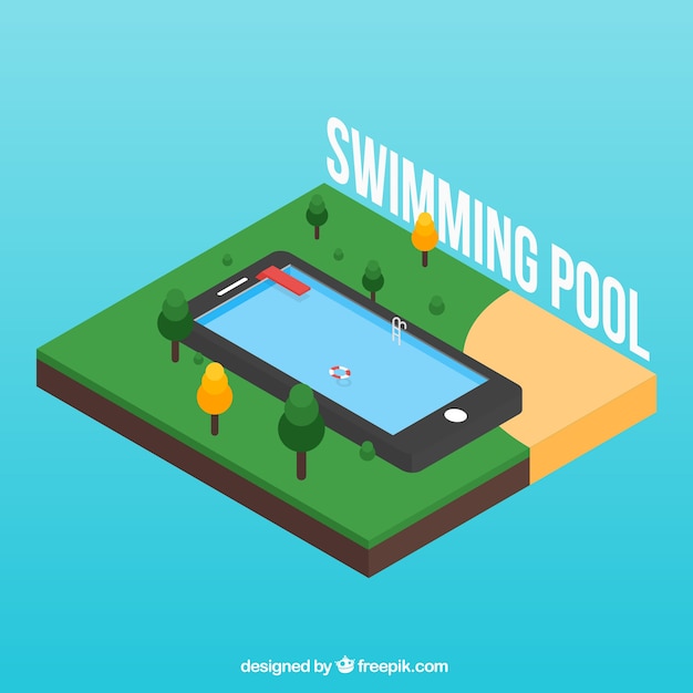 Free Vector isometric swimming pool in the nature