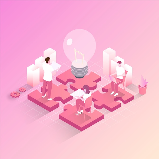 Free vector isometric teamwork concept