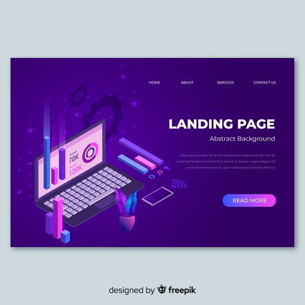 Isometric technology landing page template