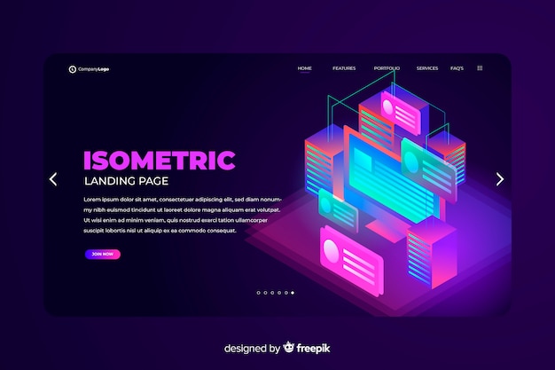 Free Vector isometric technology landing page template