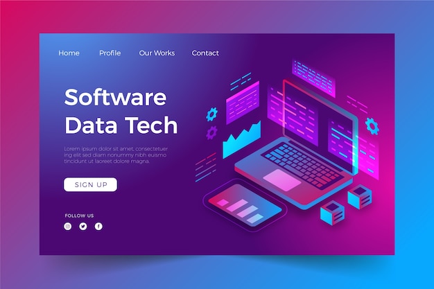 Isometric technology landing page template