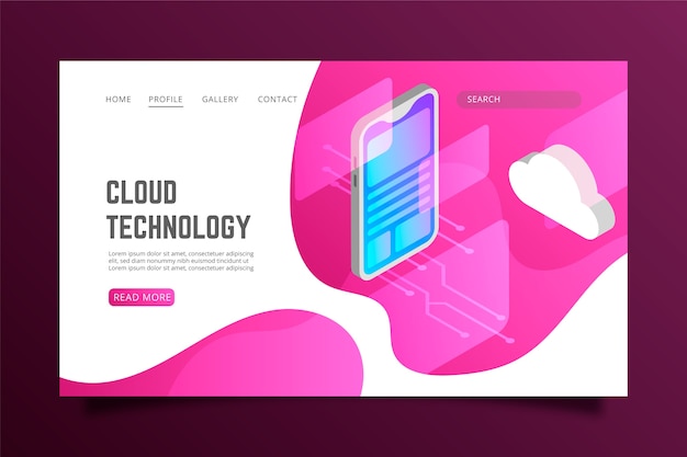 Free Vector isometric technology landing page