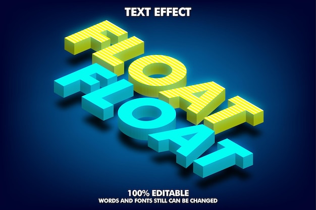 Free vector isometric text effect editable 3d text effect with soft light and shadow