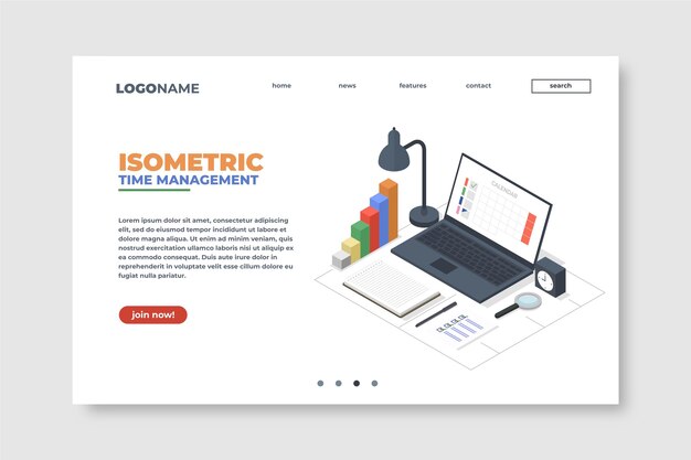 Isometric time management landing page