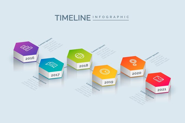 Isometric timeline infographic template