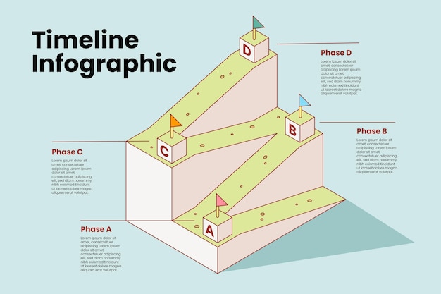 Free vector isometric timeline infographic template