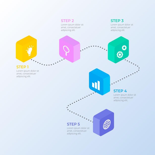 Isometric timeline infographic template