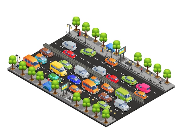 Isometric Traffic Jam Concept