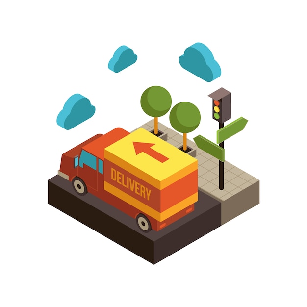 Isometric transport truck illustrated