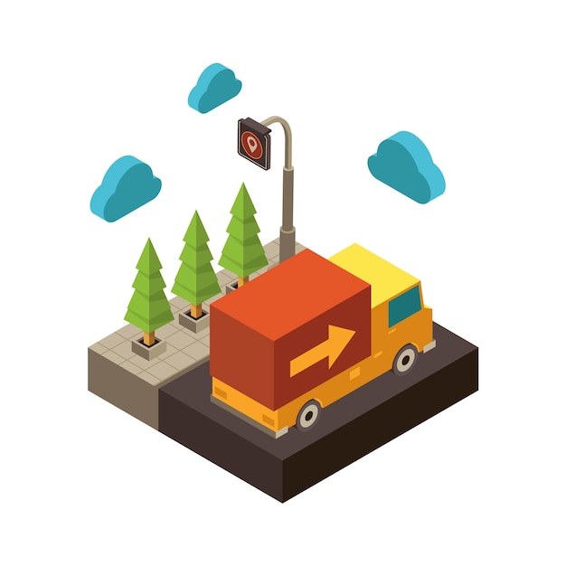 Isometric transport truck illustration