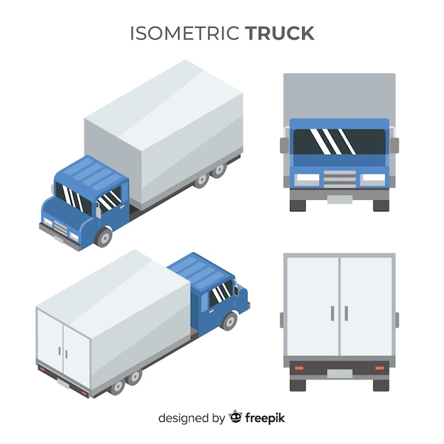 Isometric truck in different views