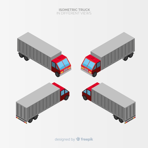 Free Vector isometric truck perspectives collection