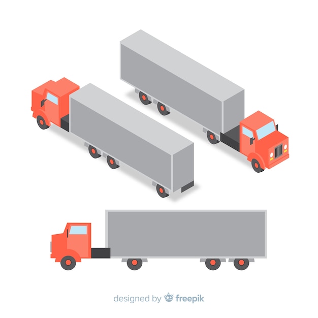 Free vector isometric truck perspectives collection