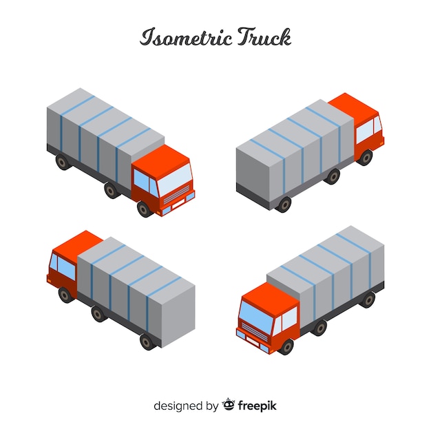 Free Vector isometric truck perspectives collection