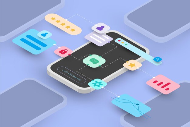 Isometric ui/ux background