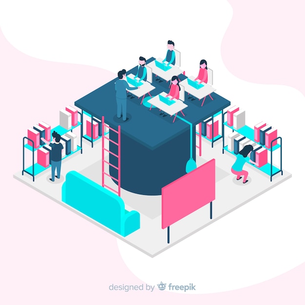 Free Vector isometric university background