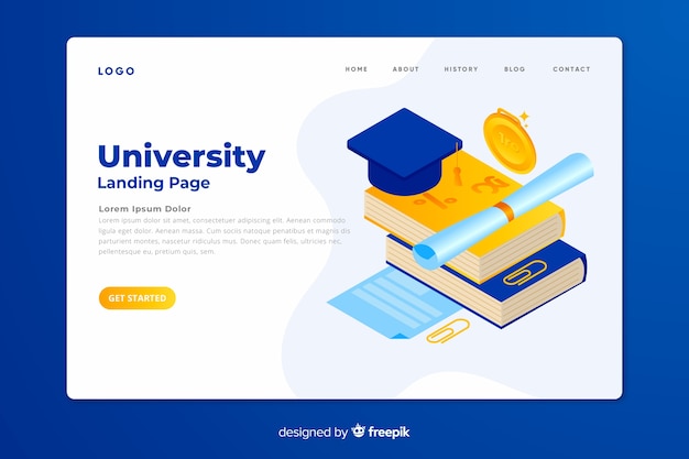 Isometric university landing page template