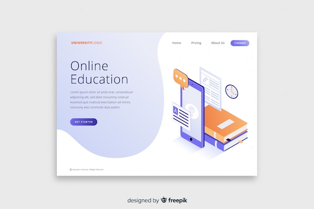 Isometric university landing page template