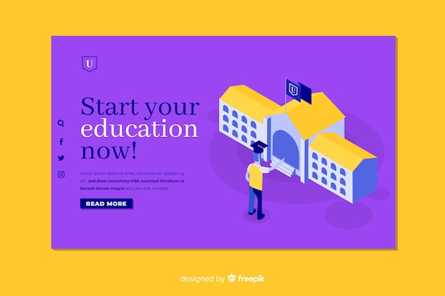 Free Vector isometric university landing page