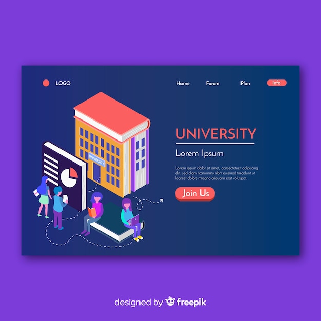 Free vector isometric university landing page