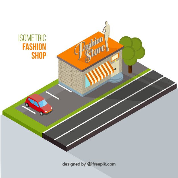 Isometric view of a fashion store