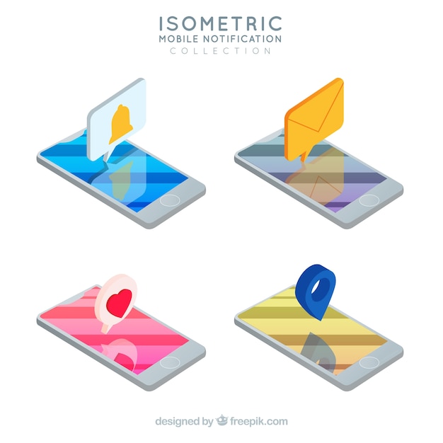 Free Vector isometric view of mobile phone with instagram post