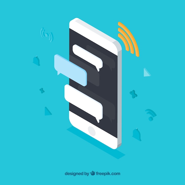 Free Vector isometric view of mobile phone with instagram post